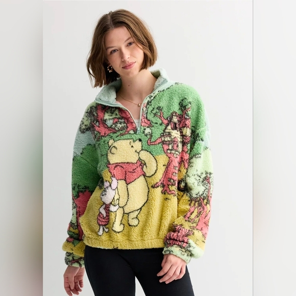 Disney Jackets & Blazers - Disney Teddy Sweater with Winnie the Pooh - Green and Yellow